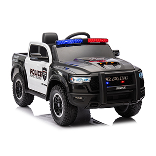 Megacar Detské elektrické autíčko Dodge Ram policajný 4x45W, 12V 10Ah, čierny